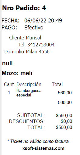 Kitchen ticket